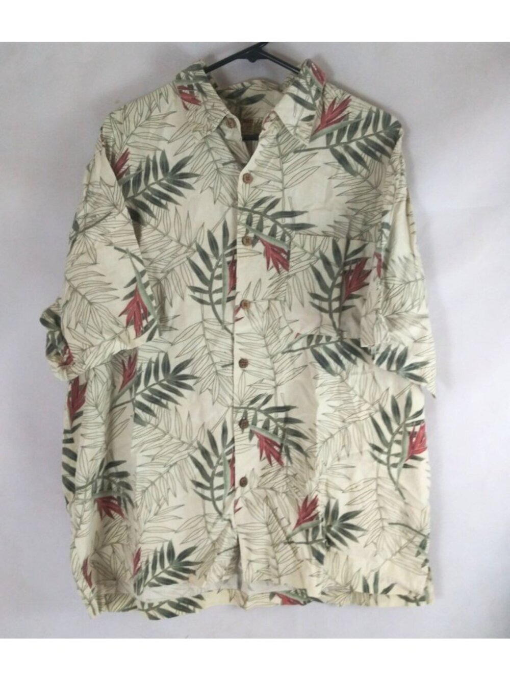 Caribbean Pineapple Men's Hawaiian Shirt Beige With Leafy Design Size XL